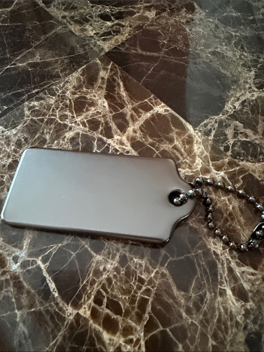 Coach Black Metal Dog Tag Keychain with Ball Chain - Picture 3 of 4